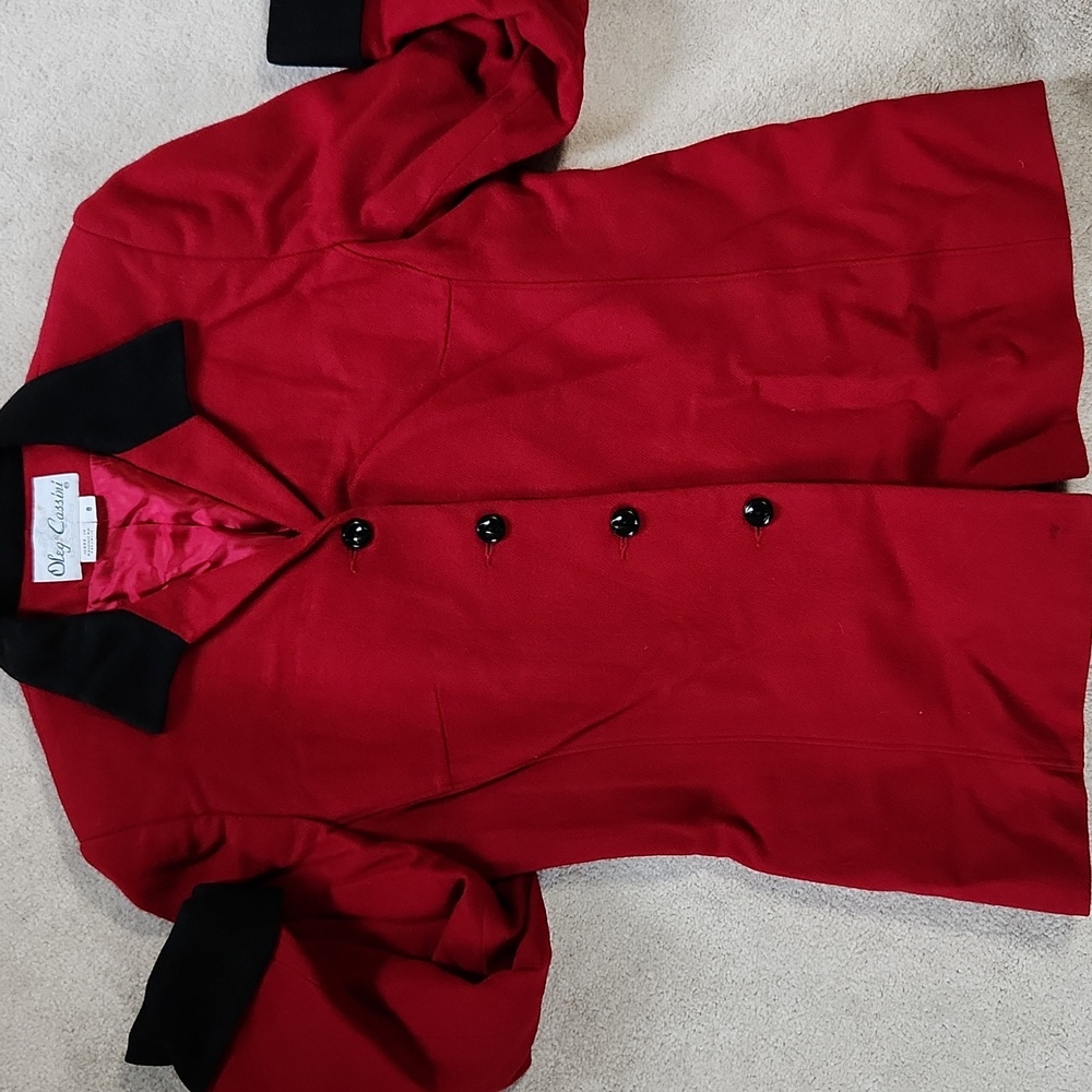 Vintage Oleg Cassini Red Button Down Wool Suit Jacket-8